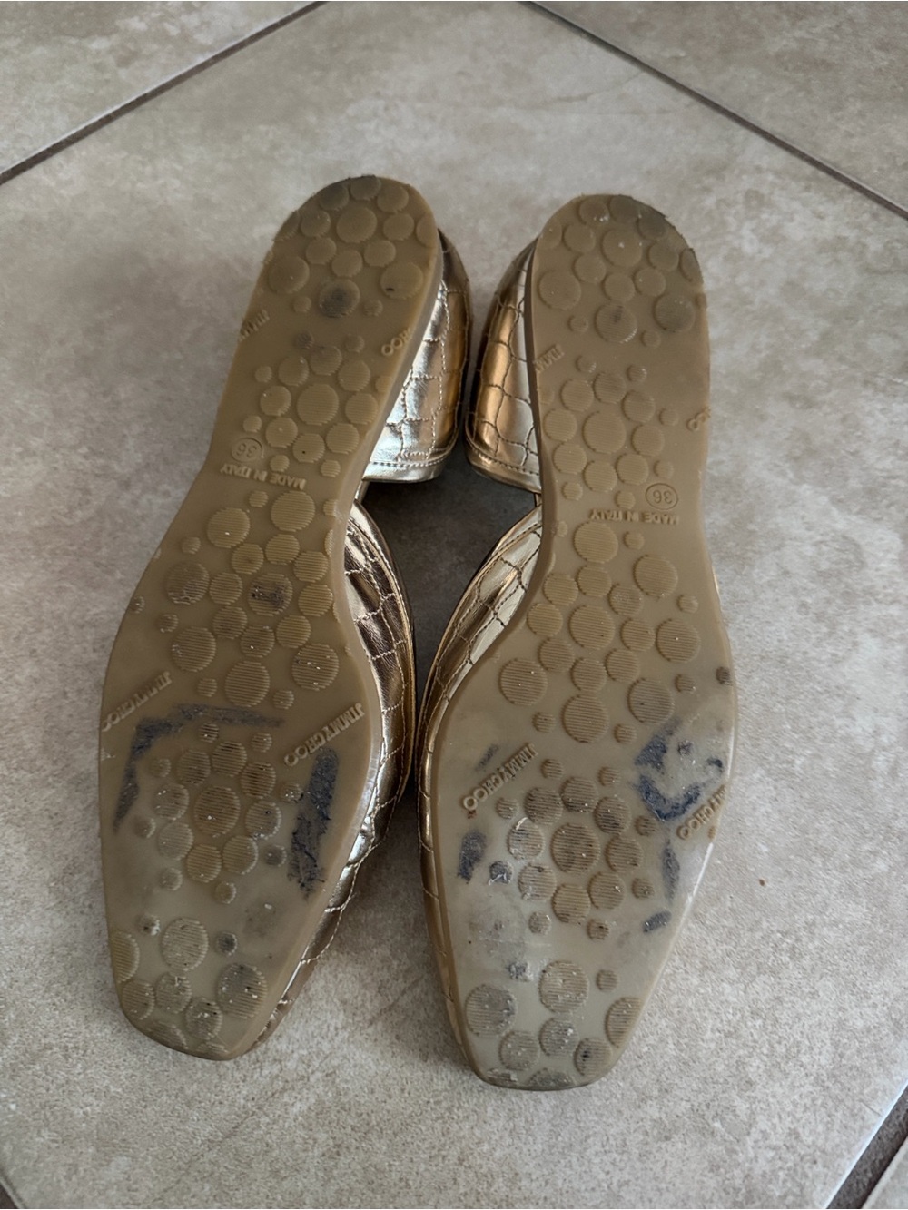 Jimmy Choo Metallic Gold Quilted D'Orsay Flats - Picture 5 of 7